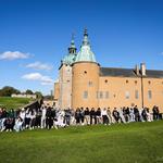 Uczniowie wraz z opiekunami pod zamkiem w Kalmarze.jpg